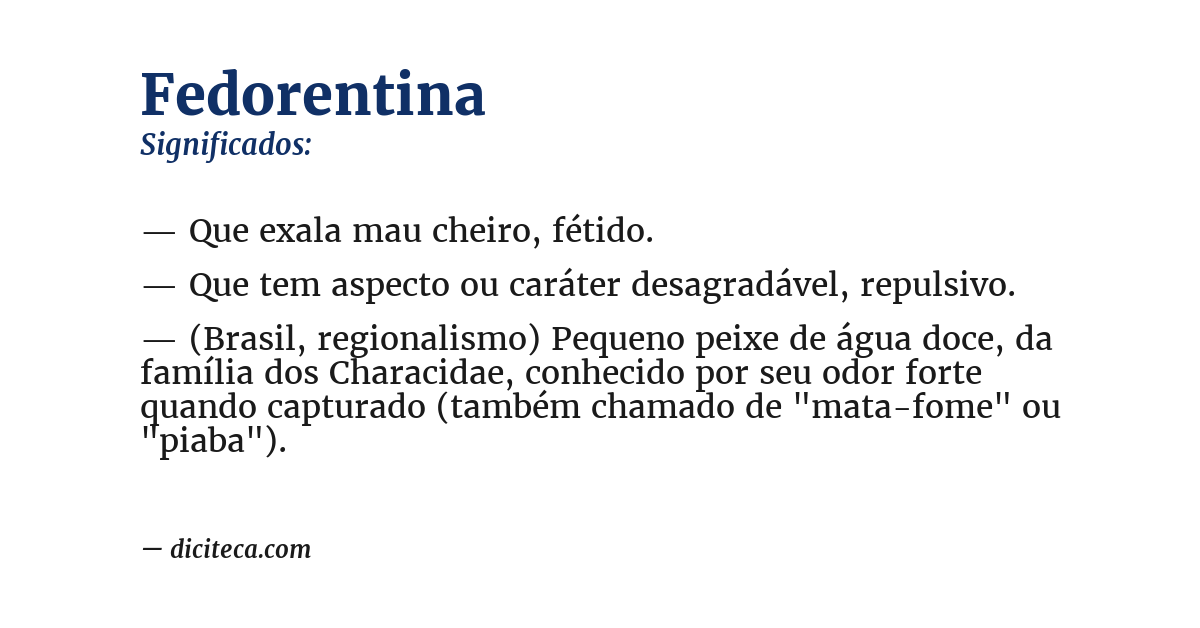 Significado de fedorentina