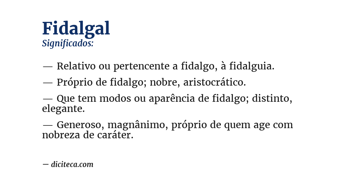 Significado de fidalgal