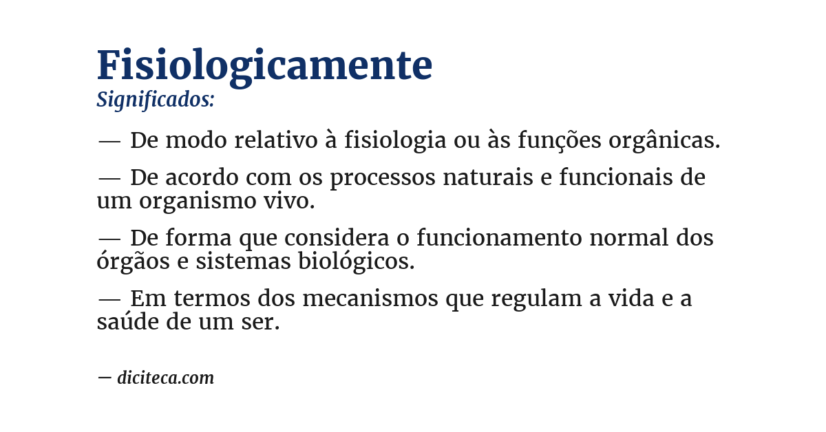 Significado de fisiologicamente