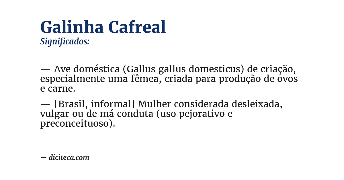 Significado de galinha cafreal