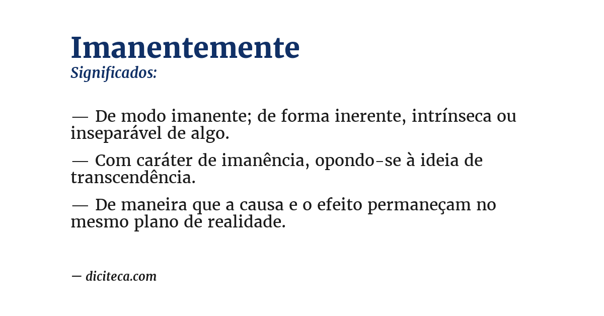 Significado de imanentemente