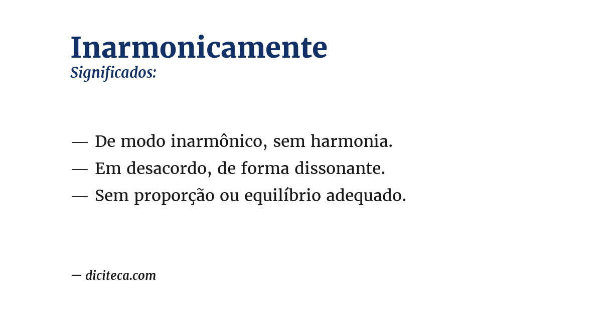 Significado de inarmonicamente
