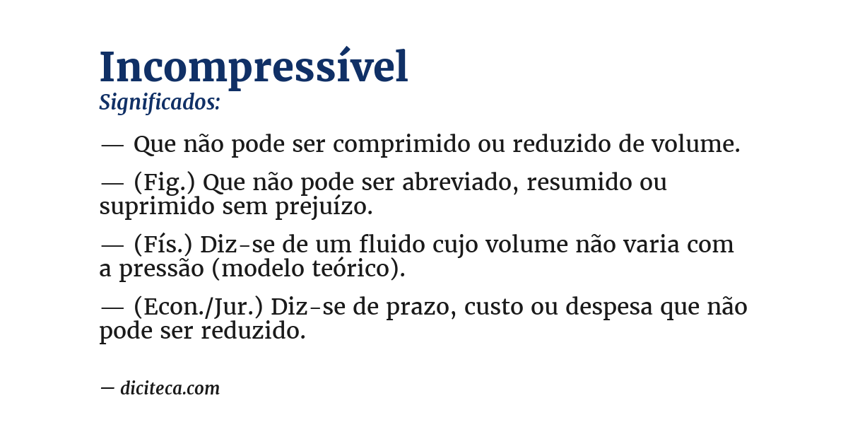 Significado de incompressível