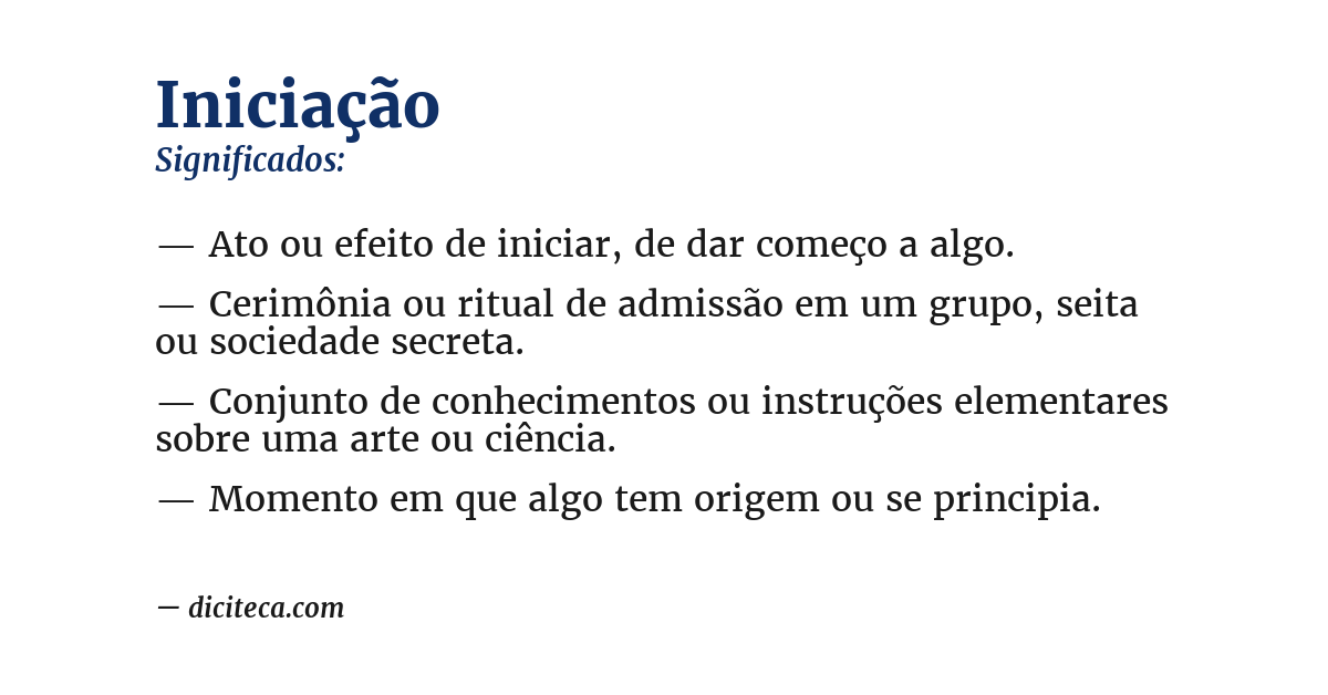 Significado de iniciação