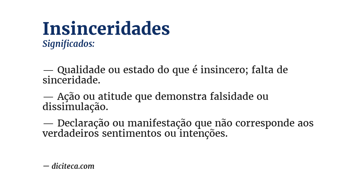 Significado de insinceridades