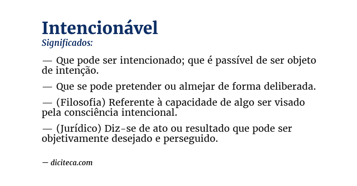 Significado de intencionável