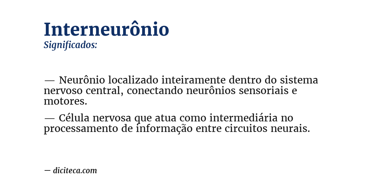 Significado de interneurônio