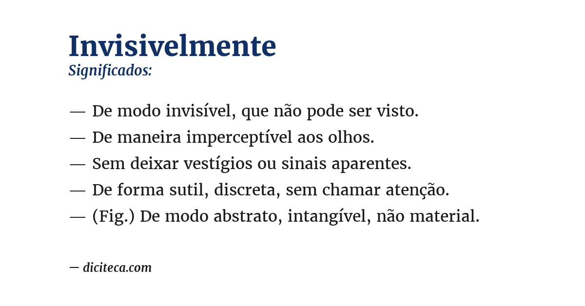 Significado de invisivelmente