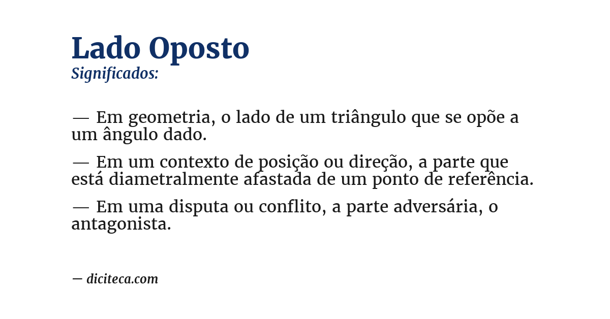 Significado de lado oposto