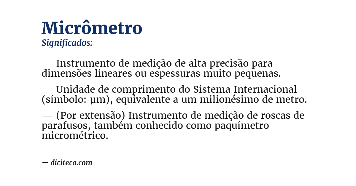 Significado de micrômetro