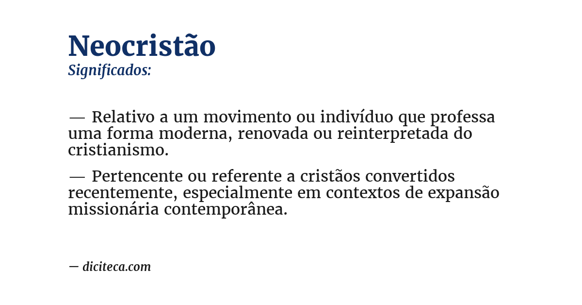 Significado de neocristão