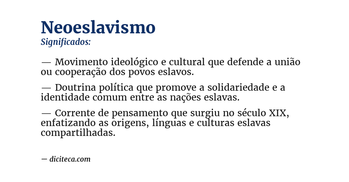 Significado de neoeslavismo