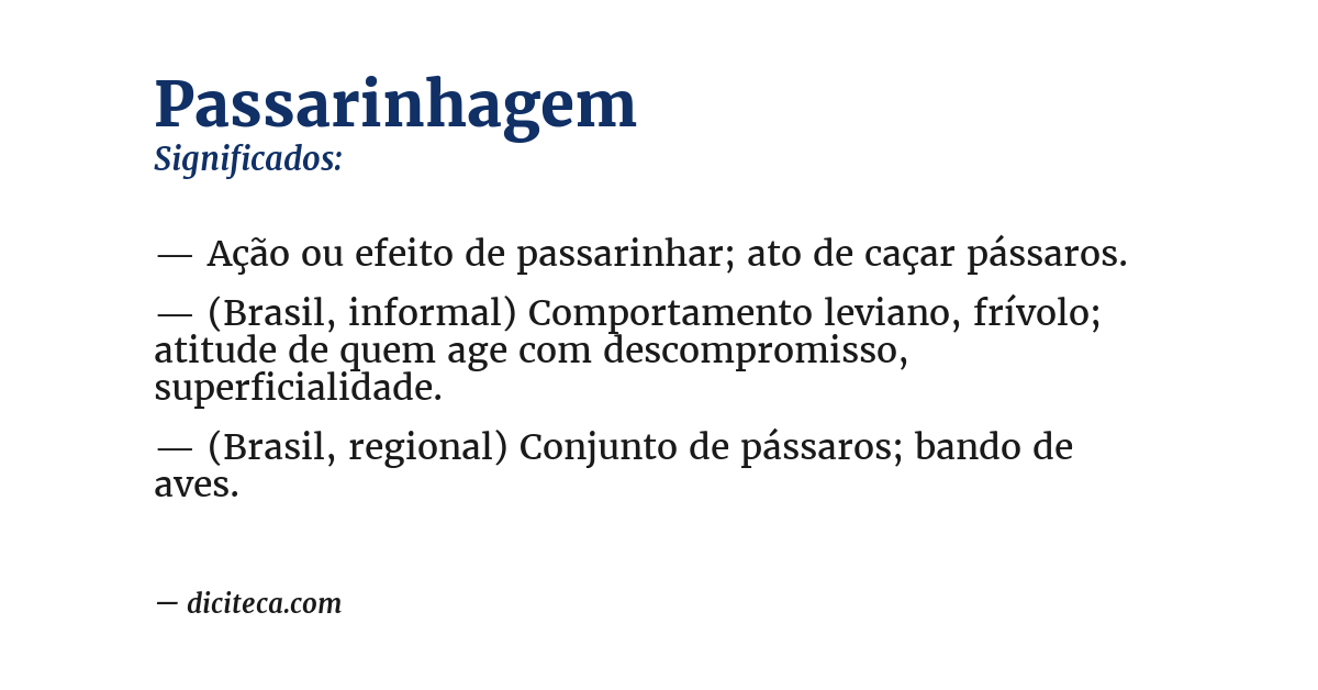 Significado de passarinhagem