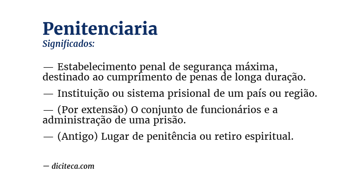 Significado de penitenciaria