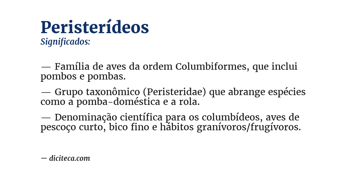 Significado de peristerídeos