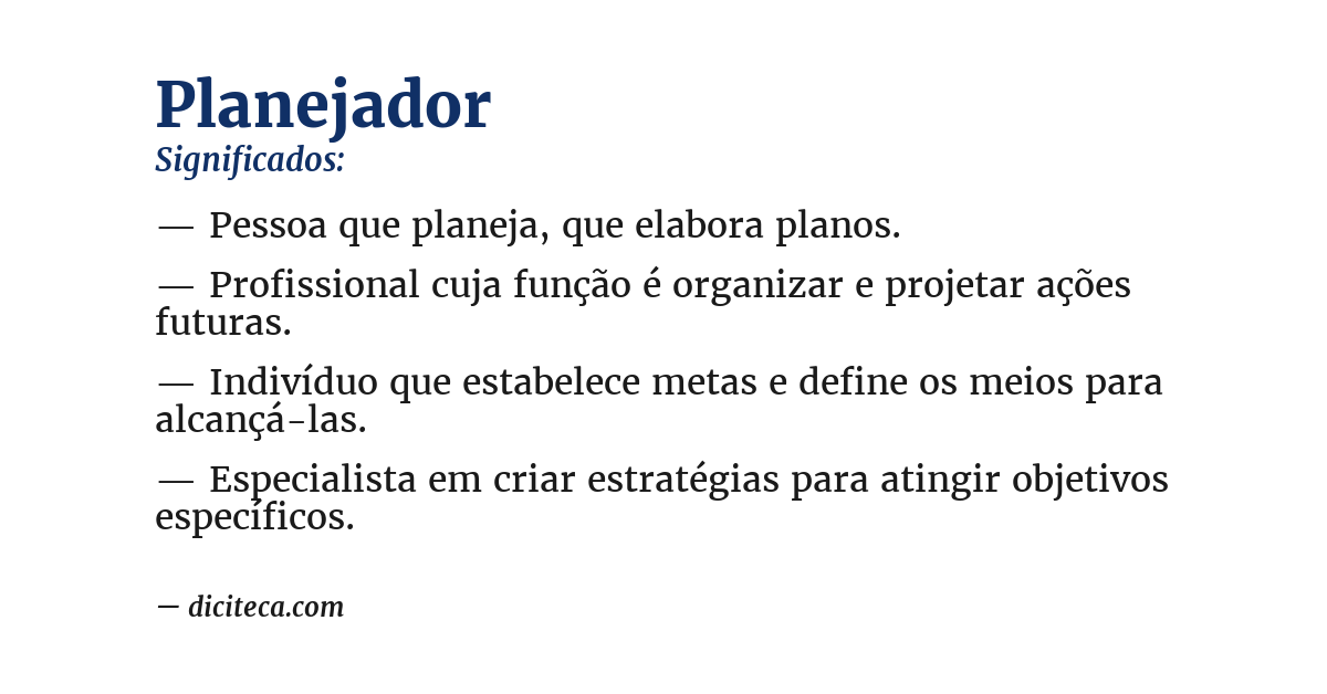 Significado de planejador