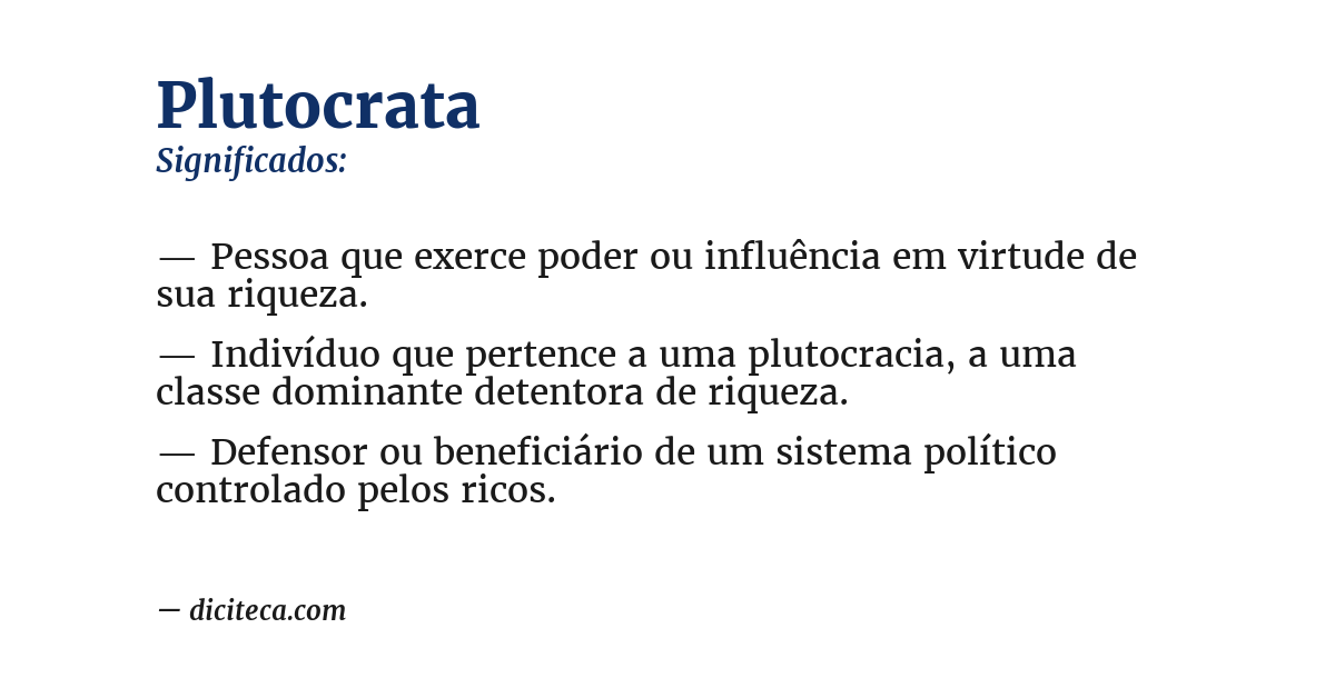 Significado de plutocrata