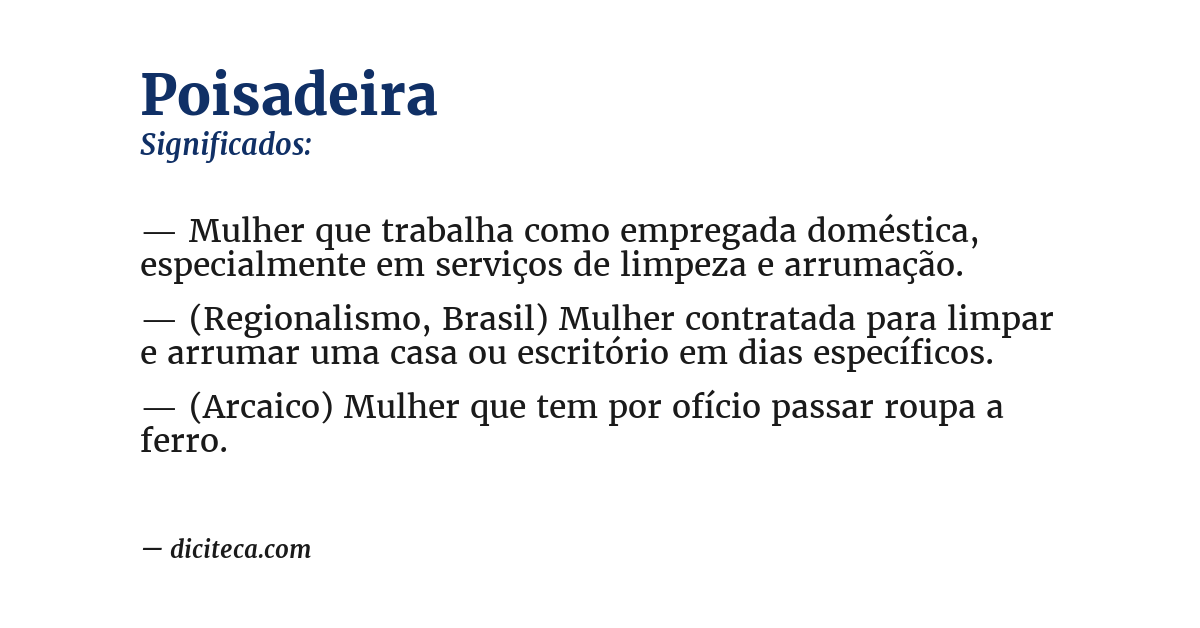 Significado de poisadeira