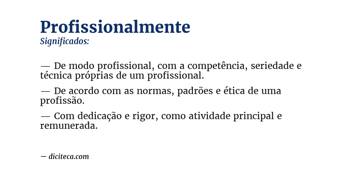 Significado de profissionalmente