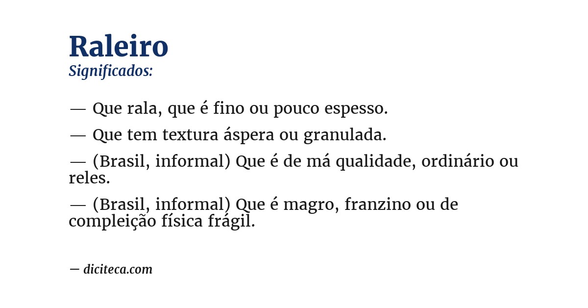 Significado de raleiro