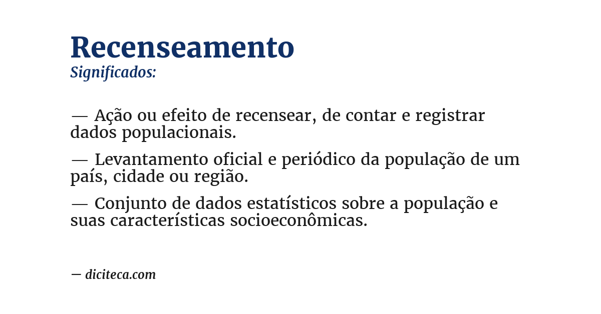 Significado de recenseamento