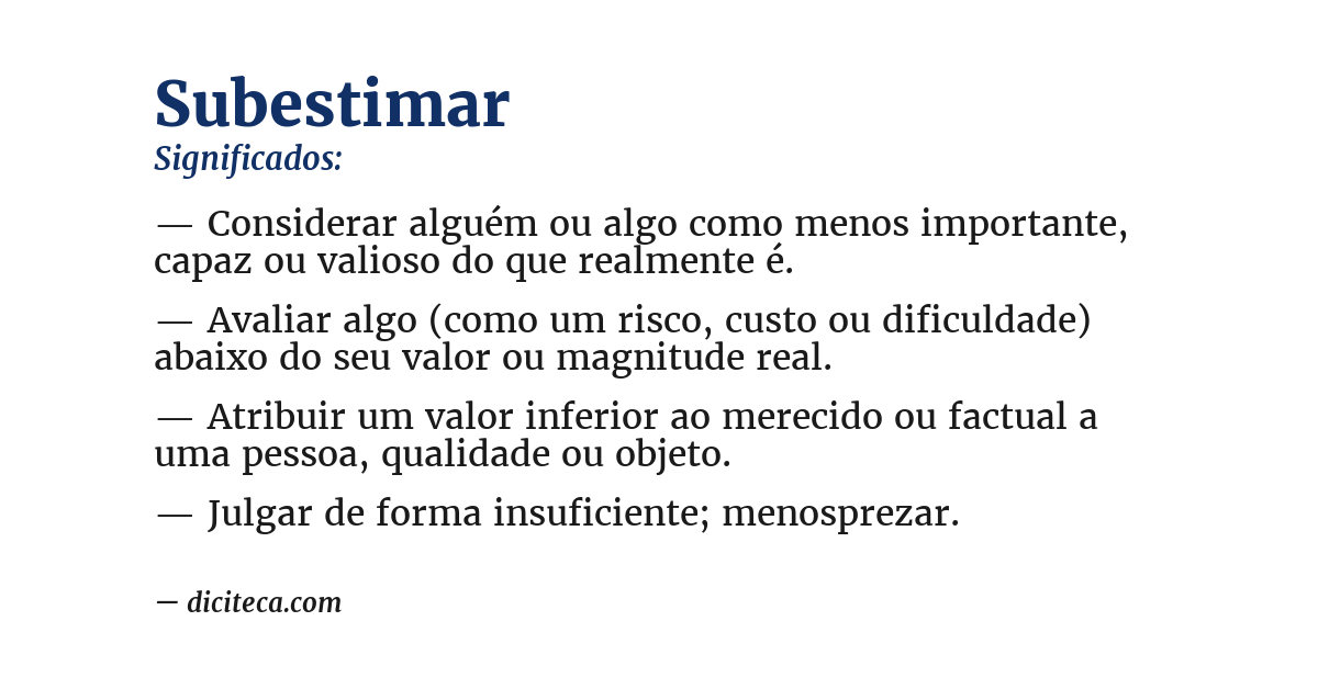 Significado de subestimar