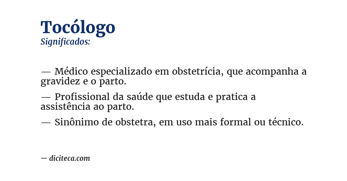 Significado de tocólogo