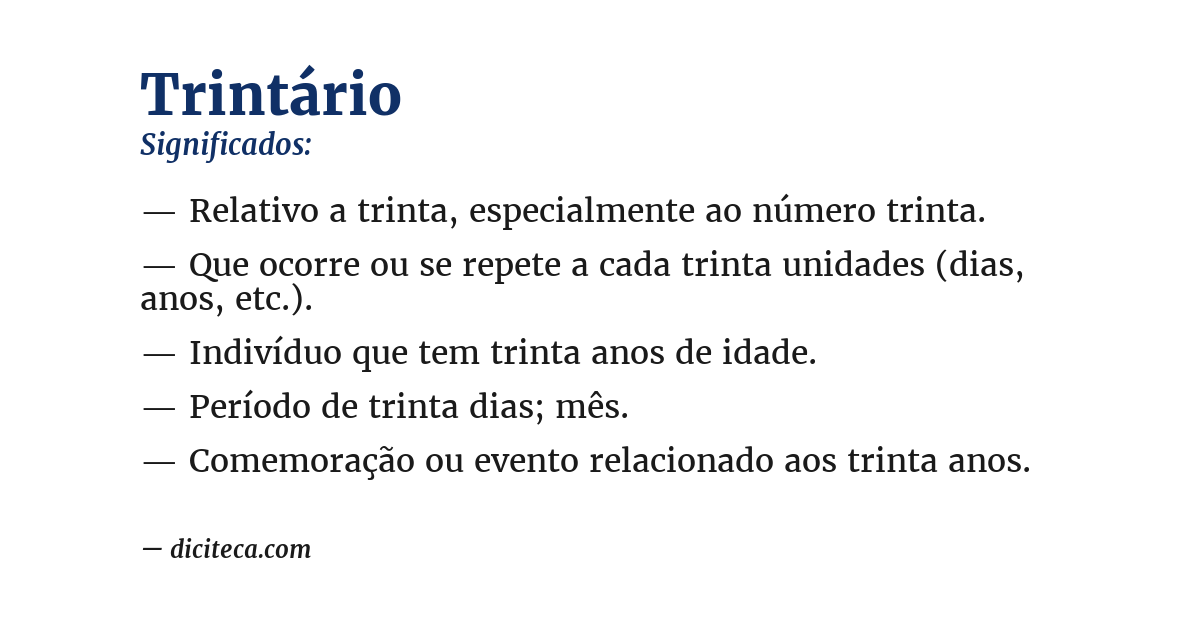 Significado de trintário