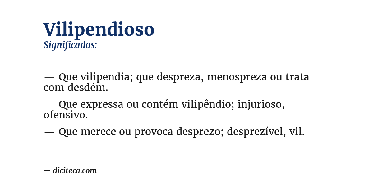 Significado de vilipendioso