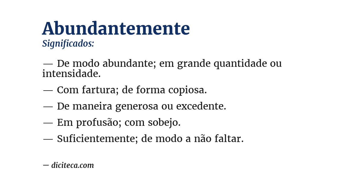 Significado de abundantemente