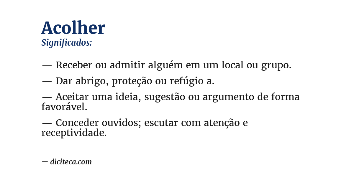 Significado de acolher
