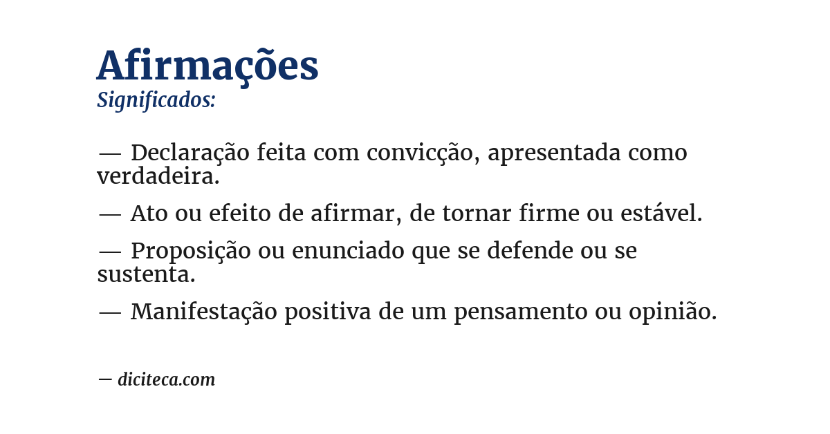 Significado de afirmações