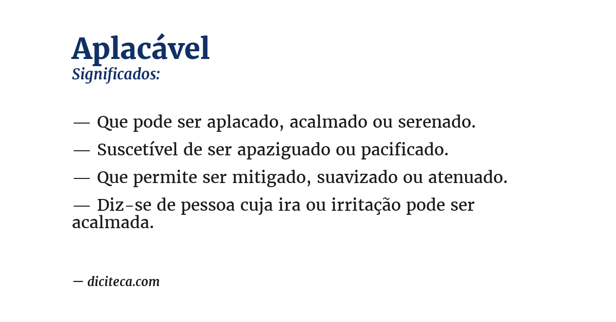 Significado de aplacável