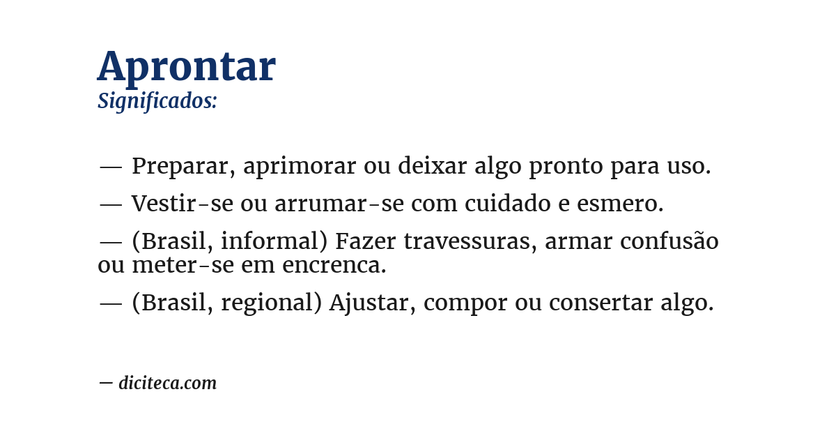 Significado de aprontar