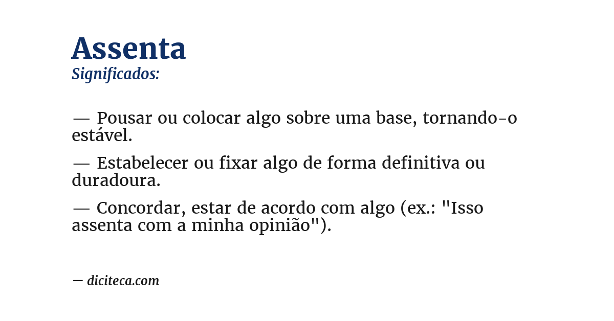 Significado de assenta