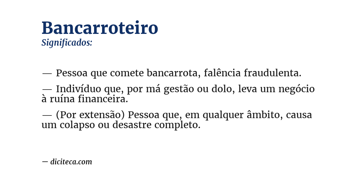 Significado de bancarroteiro