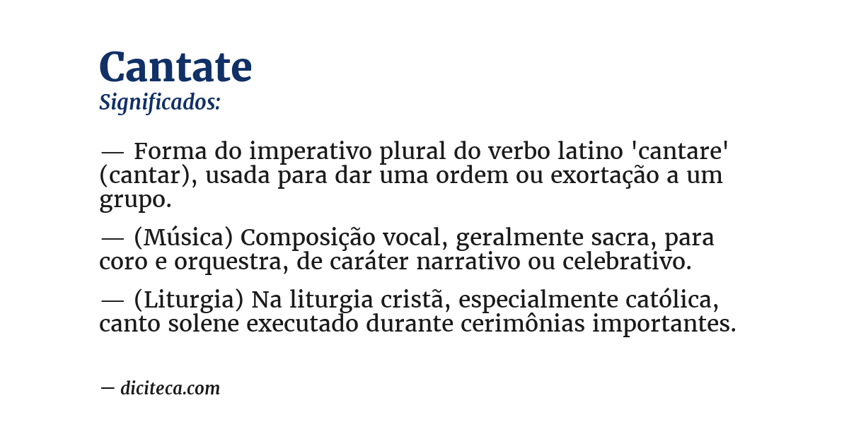 Significado de cantate
