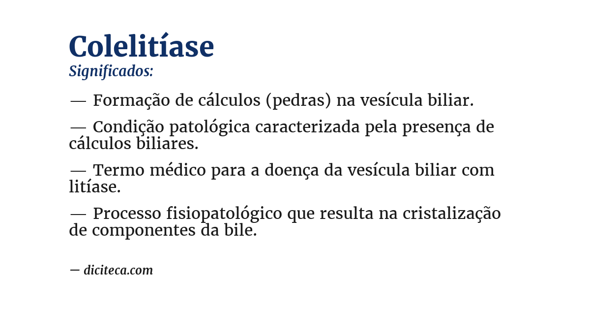 Significado de colelitíase