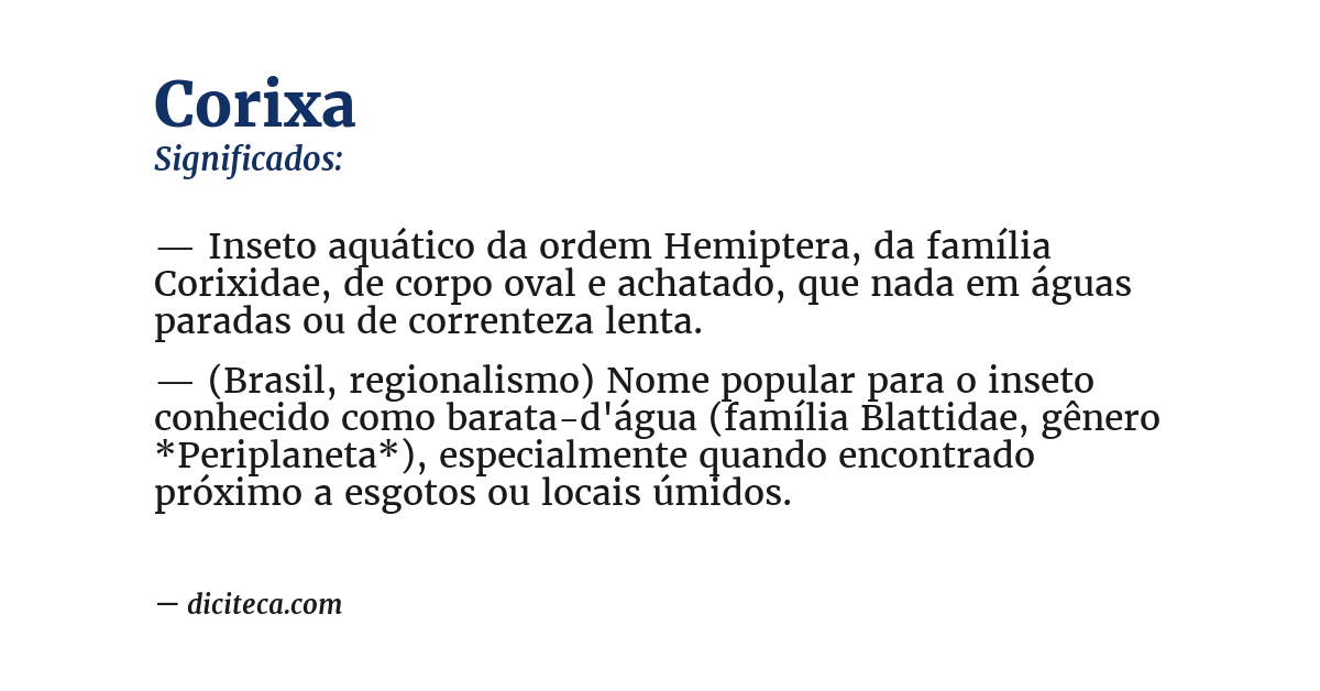 Significado de corixa