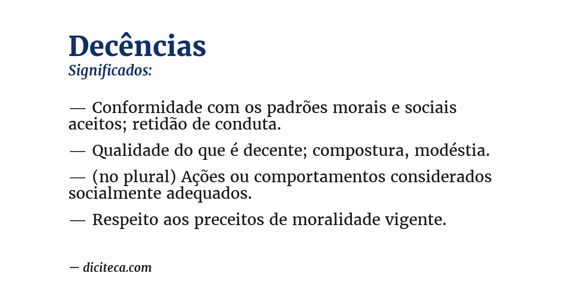 Significado de decências