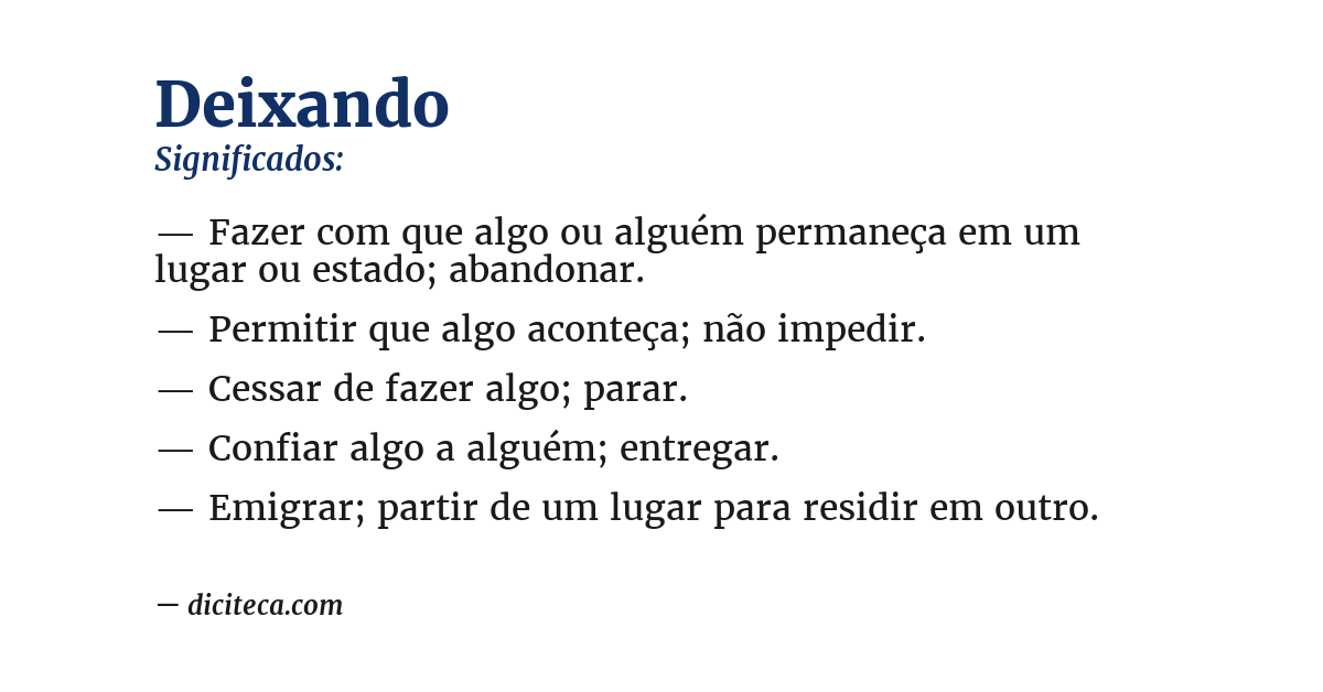 Significado de deixando