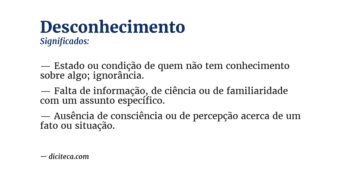 Significado de desconhecimento