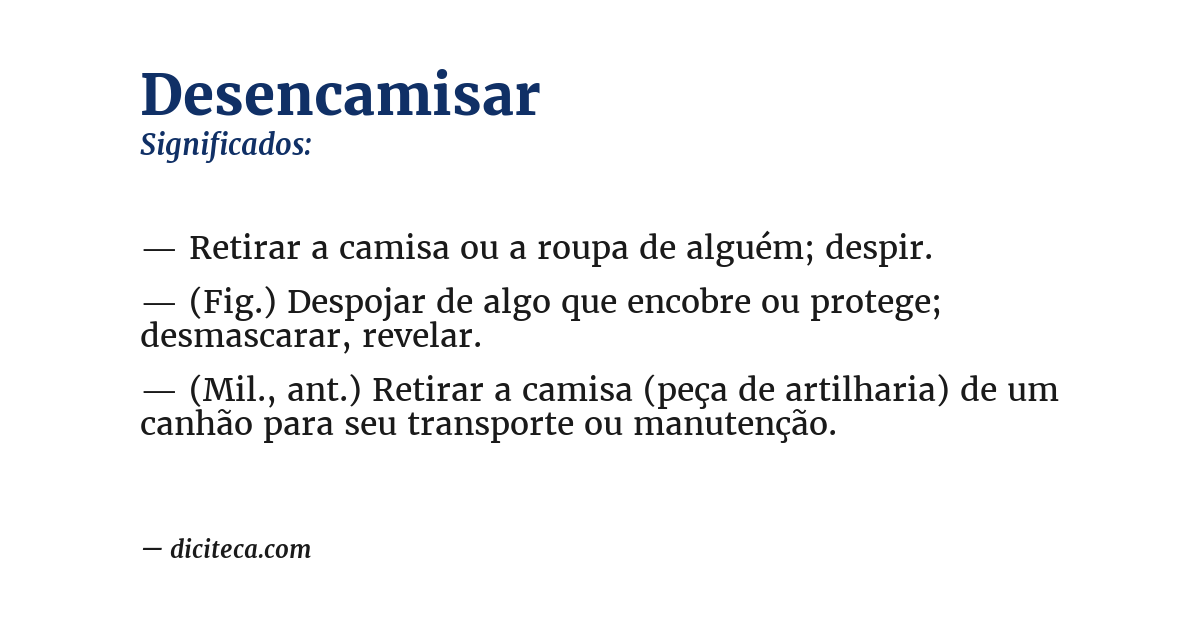 Significado de desencamisar