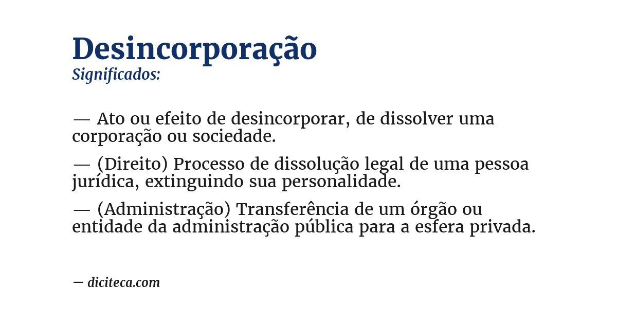 Significado de desincorporação