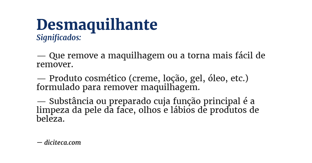 Significado de desmaquilhante