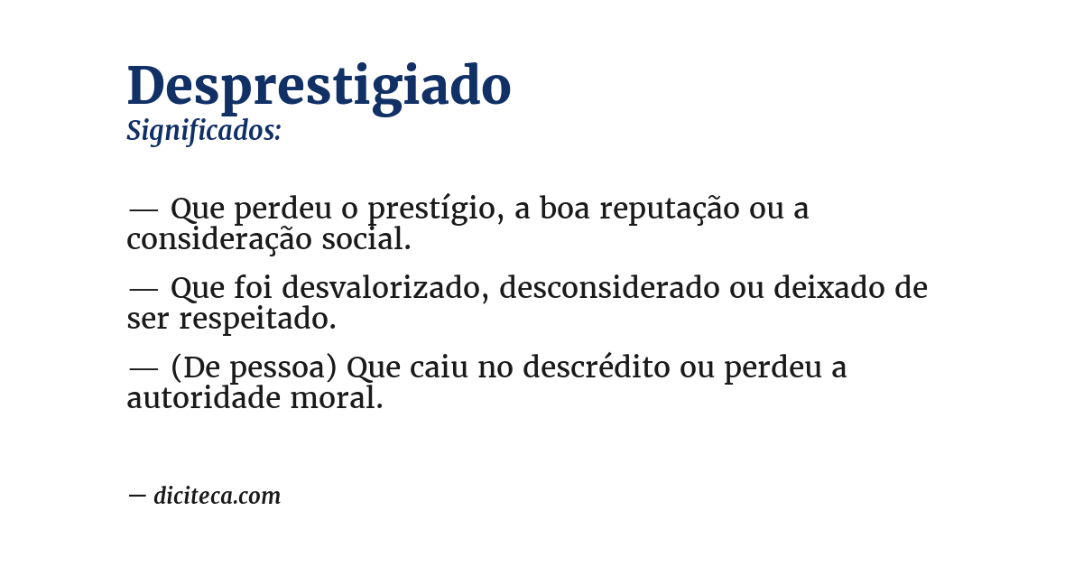 Significado de desprestigiado