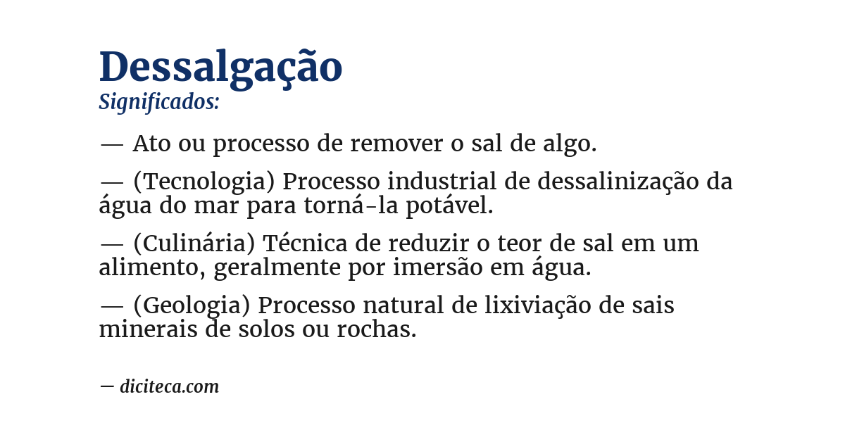 Significado de dessalgação