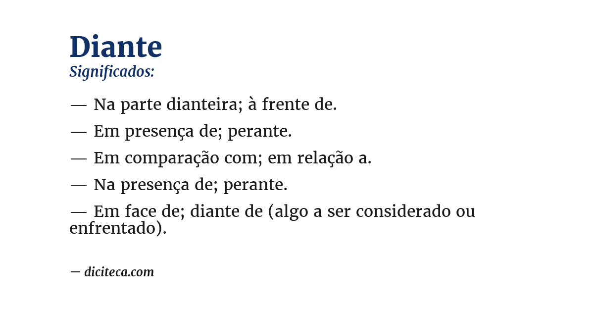 Significado de diante