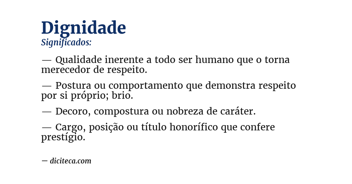 Significado de dignidade