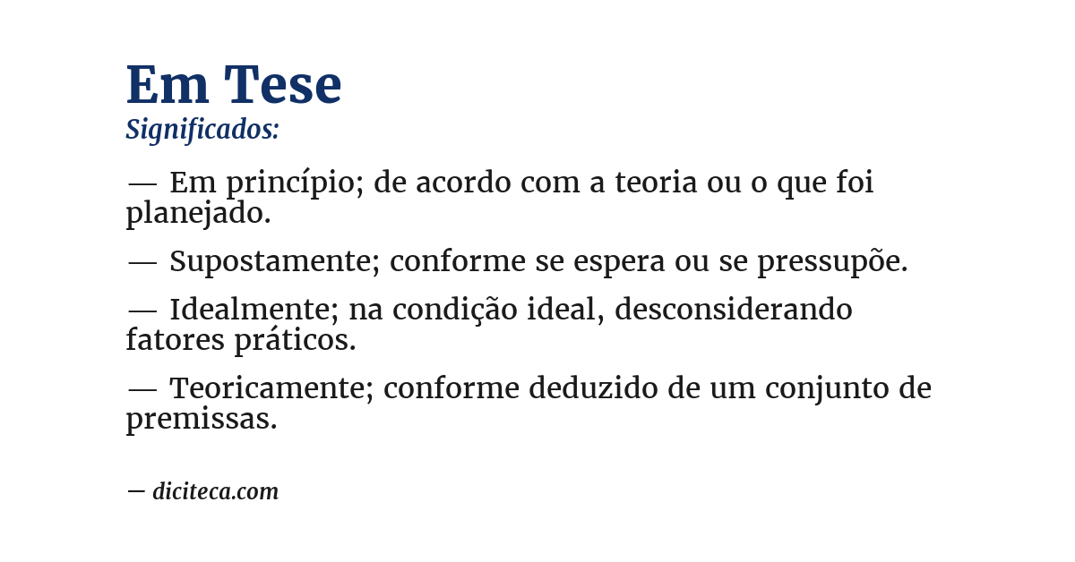 Significado de em tese